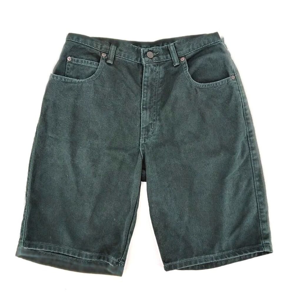 Robert Stock Super Jeans Vintage 90s Y2K Dark Green Black Denim Jorts 31